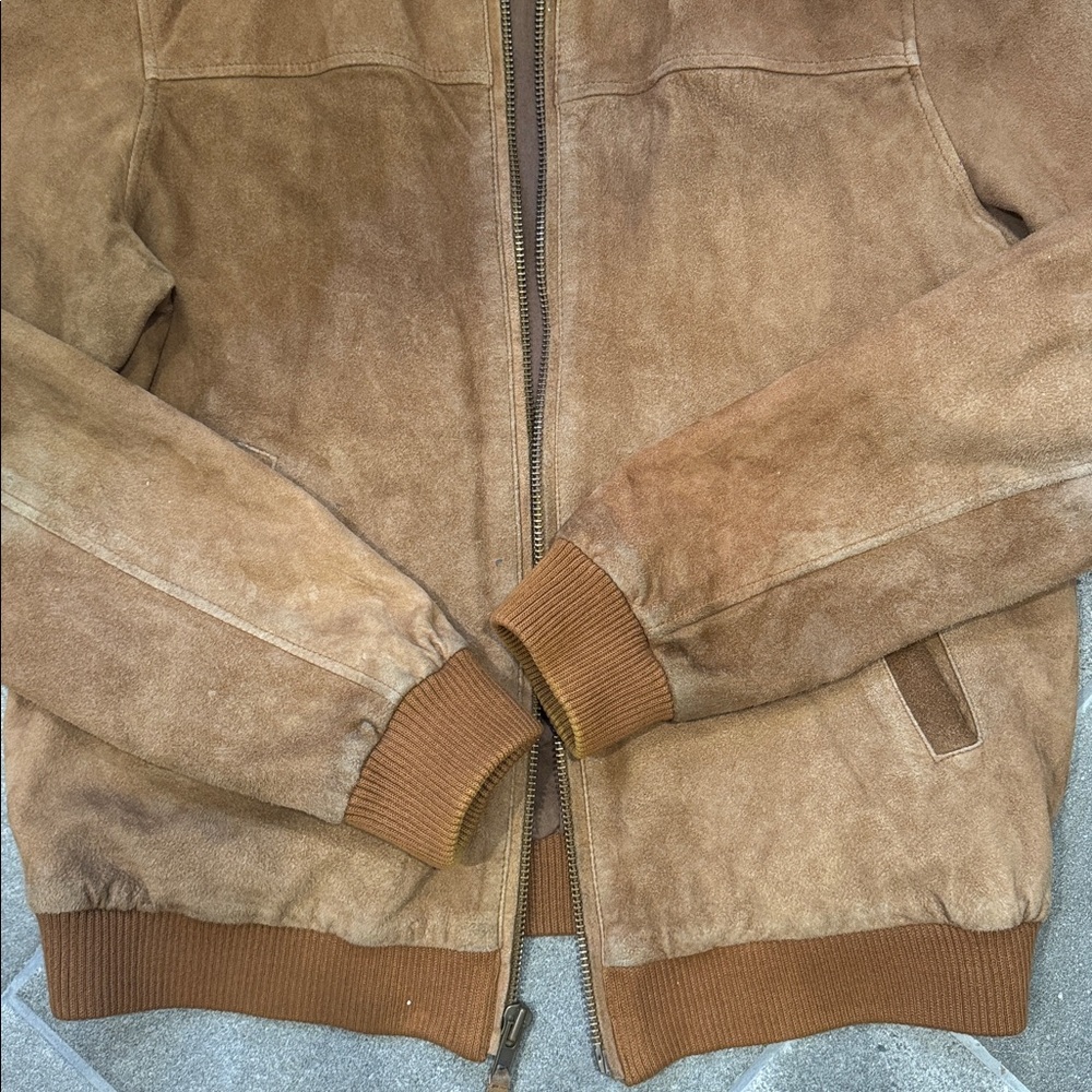 Rogue State Tan Suede Bomber Jacket (Size L) - Picture 10 of 13